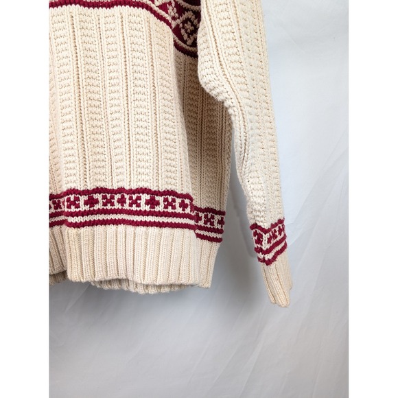 Vtg Gap 100% Cotton Nordic Fair Isle Chunky Knit Sweater L Apre Ski Cottagecore - Picture 3 of 10